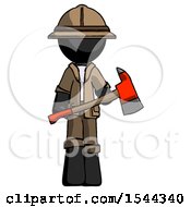 Poster, Art Print Of Black Explorer Ranger Man Holding Red Fire Fighters Ax