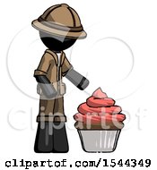Poster, Art Print Of Black Explorer Ranger Man With Giant Cupcake Dessert