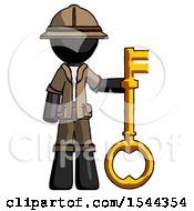Poster, Art Print Of Black Explorer Ranger Man Holding Key Made Of Gold