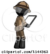 Poster, Art Print Of Black Explorer Ranger Man Looking At Tablet Device Computer Facing Away