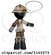 Poster, Art Print Of Black Explorer Ranger Man With Word Bubble Talking Chat Icon