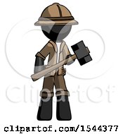 Black Explorer Ranger Man With Sledgehammer Standing Ready To Work Or Defend