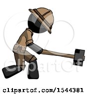 Poster, Art Print Of Black Explorer Ranger Man Hitting With Sledgehammer Or Smashing Something