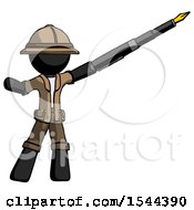 Poster, Art Print Of Black Explorer Ranger Man Pen Is Mightier Than The Sword Calligraphy Pose