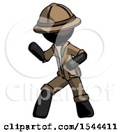 Black Explorer Ranger Man Martial Arts Defense Pose Left