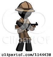 Poster, Art Print Of Black Explorer Ranger Man Tommy Gun Gangster Shooting Pose