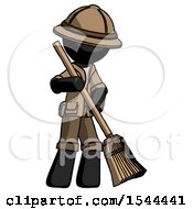 Poster, Art Print Of Black Explorer Ranger Man Sweeping Area With Broom