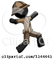 Poster, Art Print Of Black Explorer Ranger Man Running Away In Hysterical Panic Direction Right