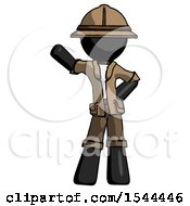 Poster, Art Print Of Black Explorer Ranger Man Waving Right Arm With Hand On Hip