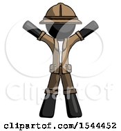 Poster, Art Print Of Black Explorer Ranger Man Surprise Pose Arms And Legs Out