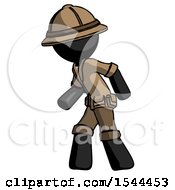 Black Explorer Ranger Man Suspense Action Pose Facing Left