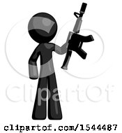 Poster, Art Print Of Black Design Mascot Man Holding Automatic Gun