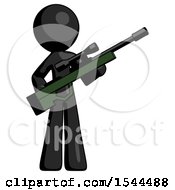 Poster, Art Print Of Black Design Mascot Man Holding Sniper Rifle Gun