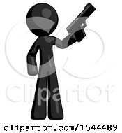 Black Design Mascot Man Holding Handgun
