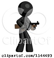 Poster, Art Print Of Black Design Mascot Man Tommy Gun Gangster Shooting Pose