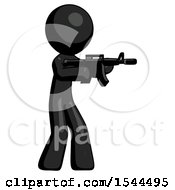 Poster, Art Print Of Black Design Mascot Man Shooting Automatic Assault Weapon