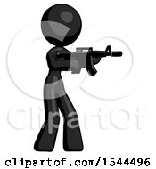 Poster, Art Print Of Black Design Mascot Woman Shooting Automatic Assault Weapon
