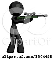 Poster, Art Print Of Black Design Mascot Woman Shooting Sniper Rifle
