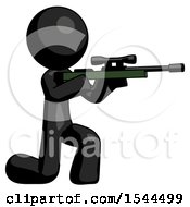 Poster, Art Print Of Black Design Mascot Man Kneeling Shooting Sniper Rifle