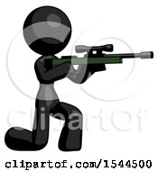 Black Design Mascot Woman Kneeling Shooting Sniper Rifle