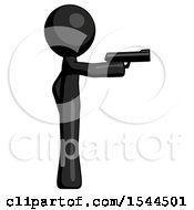 Black Design Mascot Man Firing A Handgun