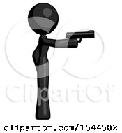 Black Design Mascot Woman Firing A Handgun