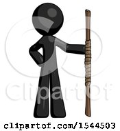 Poster, Art Print Of Black Design Mascot Man Holding Staff Or Bo Staff