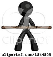 Poster, Art Print Of Black Design Mascot Man Bo Staff Kung Fu Defense Pose