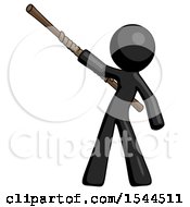 Poster, Art Print Of Black Design Mascot Man Bo Staff Pointing Up Pose