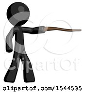 Poster, Art Print Of Black Design Mascot Man Pointing With Hiking Stick