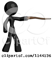 Poster, Art Print Of Black Design Mascot Woman Pointing With Hiking Stick