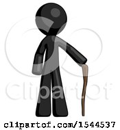 Poster, Art Print Of Black Design Mascot Man Standing With Hiking Stick