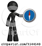 Poster, Art Print Of Black Design Mascot Woman Holding A Large Compass