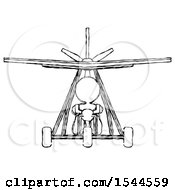Poster, Art Print Of Sketch Design Mascot Woman In Ultralight Plane Front View