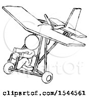 Poster, Art Print Of Sketch Design Mascot Woman In Ultralight Aircraft Top Side View