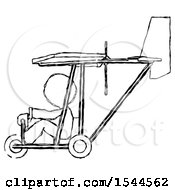 Poster, Art Print Of Sketch Design Mascot Man In Ultralight Aircraft Side View