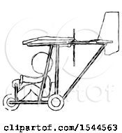 Poster, Art Print Of Sketch Design Mascot Woman In Ultralight Aircraft Side View