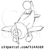 Poster, Art Print Of Sketch Design Mascot Woman In Geebee Stunt Plane Descending Front Angle View