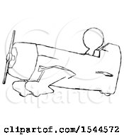 Sketch Design Mascot Man In Geebee Stunt Aircraft Side View