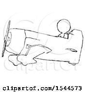 Sketch Design Mascot Woman In Geebee Stunt Aircraft Side View