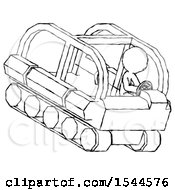 Poster, Art Print Of Sketch Design Mascot Man Driving Amphibious Tracked Vehicle Top Angle View