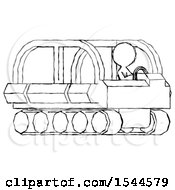 Poster, Art Print Of Sketch Design Mascot Woman Driving Amphibious Tracked Vehicle Side Angle View