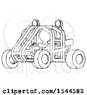 Sketch Design Mascot Man Riding Sports Buggy Side Angle View