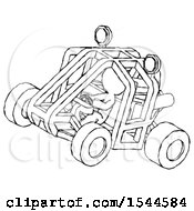 Sketch Design Mascot Man Riding Sports Buggy Side Top Angle View