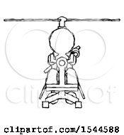 Poster, Art Print Of Sketch Design Mascot Man Flying In Gyrocopter Front View