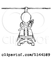 Poster, Art Print Of Sketch Design Mascot Woman Flying In Gyrocopter Front View