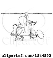 Poster, Art Print Of Sketch Design Mascot Man Flying In Gyrocopter Front Side Angle View