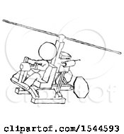 Poster, Art Print Of Sketch Design Mascot Woman Flying In Gyrocopter Front Side Angle Top View
