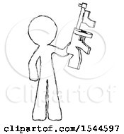 Sketch Design Mascot Man Holding Tommygun