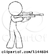 Poster, Art Print Of Sketch Design Mascot Man Shooting Sniper Rifle